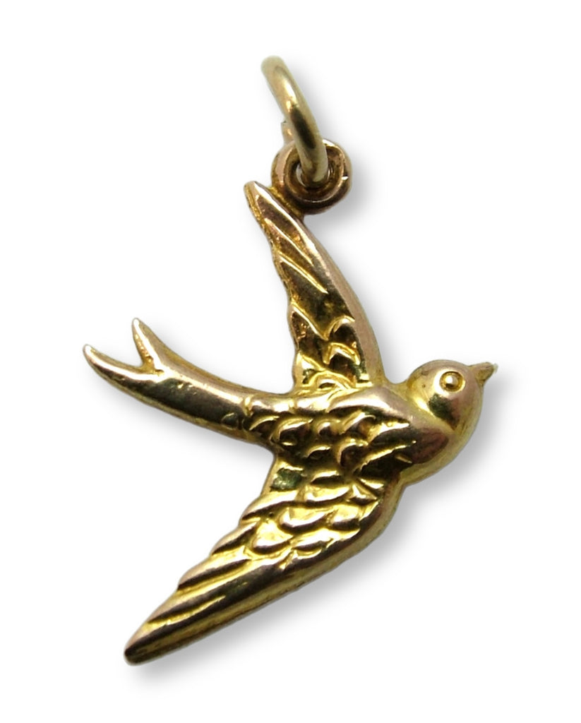 Vintage 1970's 9ct Gold Hollow Swallow Charm HM 1971 Gold Charm - Sandy's Vintage Charms