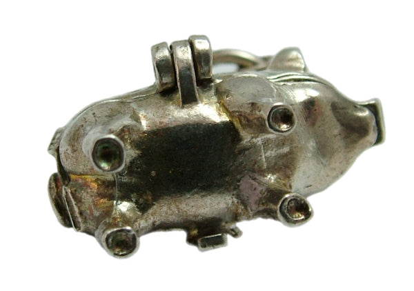 Vintage 1970's Opening Silver Piggy Money Bank Charm Button & Safety Pin Inside Silver Charm - Sandy's Vintage Charms