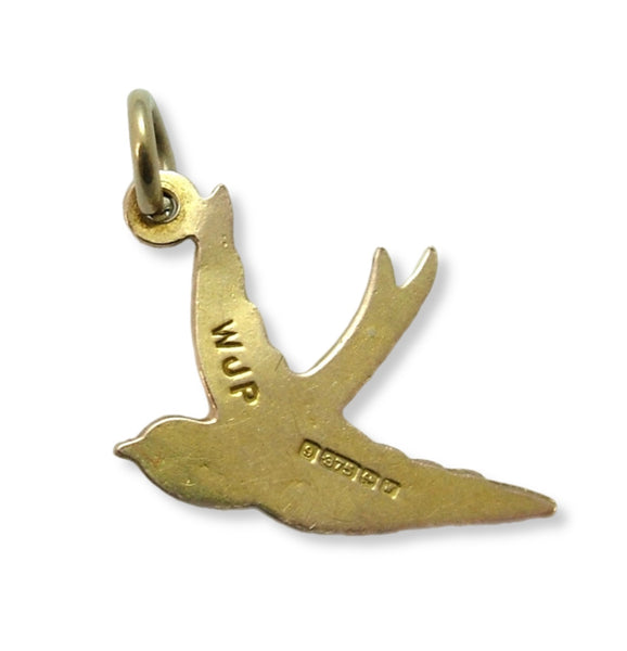 Vintage 1970's 9ct Gold Hollow Swallow Charm HM 1971 Gold Charm - Sandy's Vintage Charms