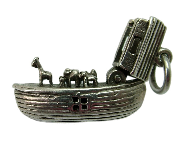 Vintage 1960's Silver Opening Noah's Ark Charm Animals Inside Silver Charm - Sandy's Vintage Charms