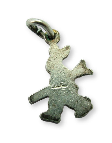 Small Vintage 1950's Silver & Enamel Rabbit with Skis Charm Enamel Charm - Sandy's Vintage Charms