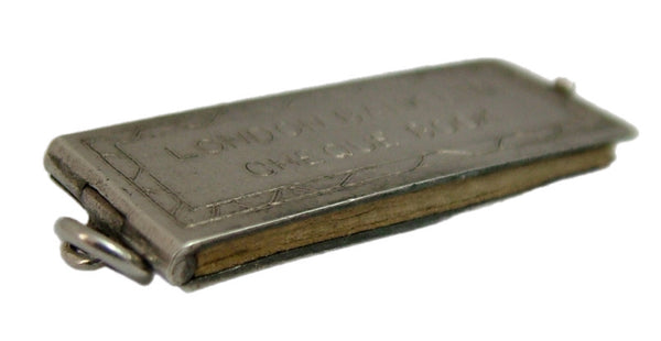 Vintage 1960's Silver Opening Cheque Book Charm Paper Cheques Inside Silver Charm - Sandy's Vintage Charms