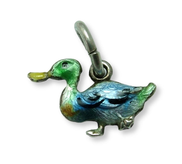 Small Vintage 1950's Silver & Colourful Enamel Duck Charm Enamel Charm - Sandy's Vintage Charms