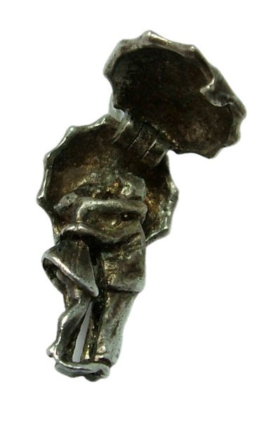 Vintage 1960's Silver Opening Couple Kissing Under an Umbrella Charm Silver Charm - Sandy's Vintage Charms