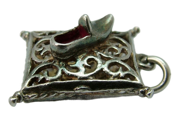 Vintage 1960's Silver Cinderella's Slipper on a Cushion Charm Silver Charm - Sandy's Vintage Charms