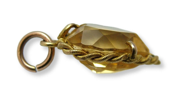 Antique Edwardian c1910 9ct Gold & Faceted Citrine Heart Charm Antique Charm - Sandy's Vintage Charms