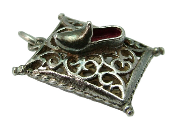 Vintage 1960's Silver Cinderella's Slipper on a Cushion Charm Silver Charm - Sandy's Vintage Charms