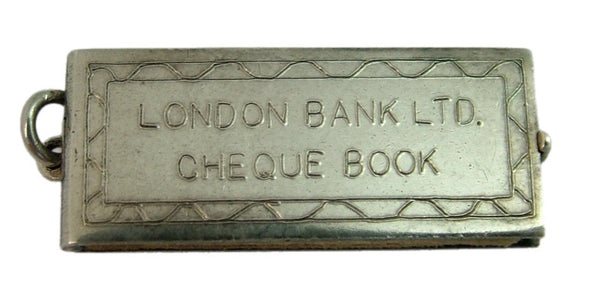 Vintage 1960's Silver Opening Cheque Book Charm Paper Cheques Inside Silver Charm - Sandy's Vintage Charms