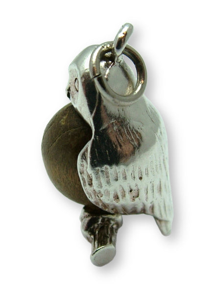 Vintage 1960's Silver Touch Wood Owl Charm Silver Charm - Sandy's Vintage Charms