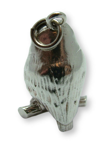 Vintage 1960's Silver Touch Wood Owl Charm Silver Charm - Sandy's Vintage Charms