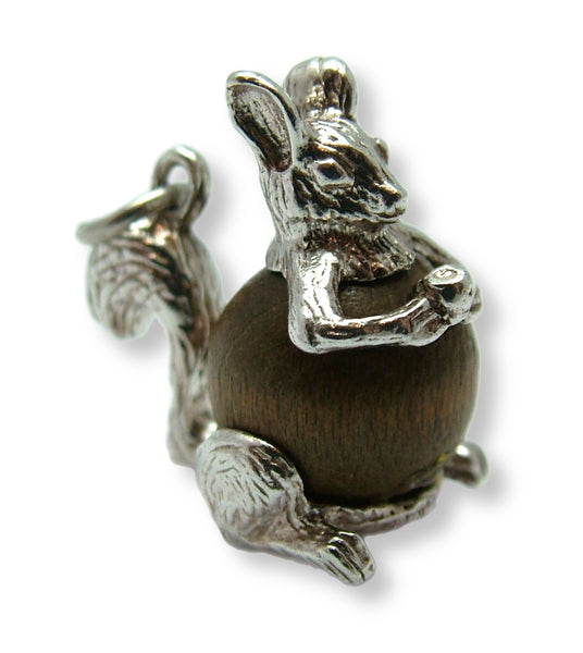 Vintage 1960's Silver Touch Wood Squirrel Charm Silver Charm - Sandy's Vintage Charms