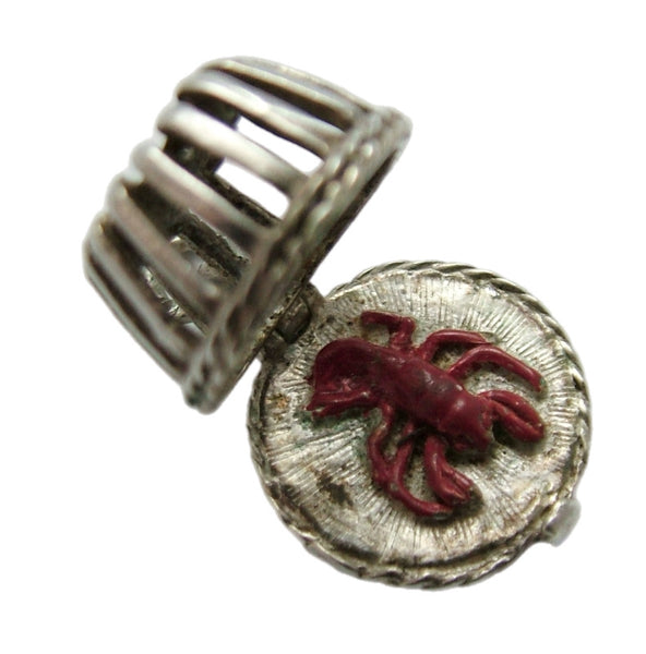 Vintage 1960’s Silver Nuvo Opening Lobster Pot Charm Red Lobster Inside Silver Charm - Sandy's Vintage Charms