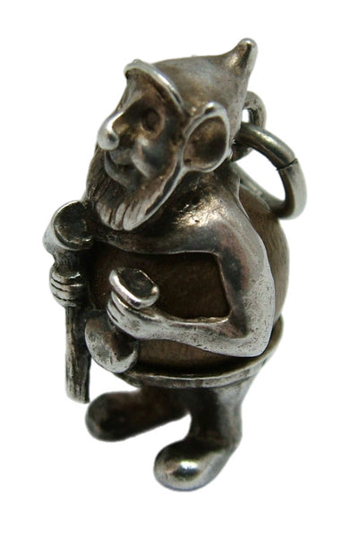 Vintage 1960's Silver “Touch Wood” Gnome Charm Silver Charm - Sandy's Vintage Charms