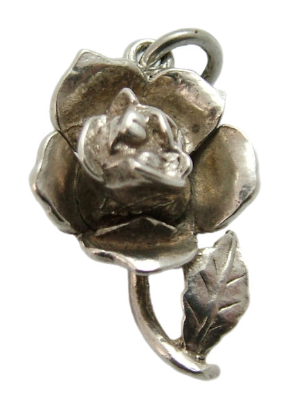 Vintage 1960's Silver Opening Nuvo Rose Charm Yellow Bee Inside Silver Charm - Sandy's Vintage Charms