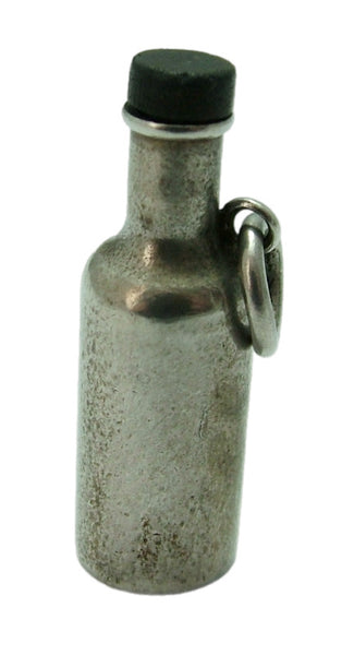 Heavy Vintage 1960's Silver Opening Bottle Charm with Removable Top Silver Charm - Sandy's Vintage Charms