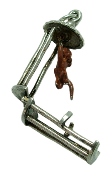 Vintage 1960's Silver Opening Nuvo Cage Charm Enamel Painted Monkey Inside Silver Charm - Sandy's Vintage Charms