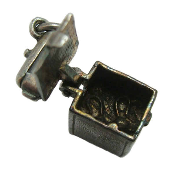 Vintage 1960's Silver Opening Washing Machine Charm Ladies Underwear Inside Silver Charm - Sandy's Vintage Charms