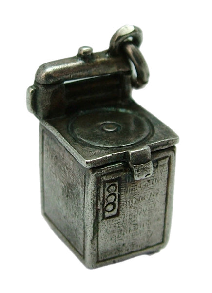 Vintage 1960's Silver Opening Washing Machine Charm Ladies Underwear Inside Silver Charm - Sandy's Vintage Charms