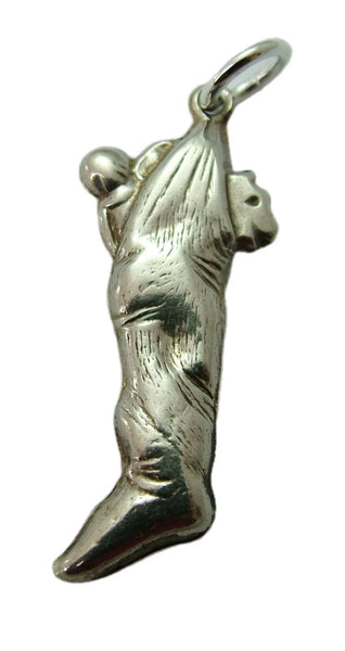 Antique Edwardian c1910 Silver Hollow Christmas Stocking Charm With Toys Antique Charm - Sandy's Vintage Charms