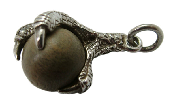 Vintage 1960's Silver “Touch Wood” Ball & Claw Charm Silver Charm - Sandy's Vintage Charms