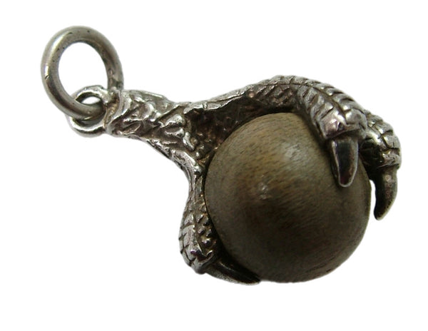 Vintage 1960's Silver “Touch Wood” Ball & Claw Charm Silver Charm - Sandy's Vintage Charms