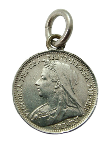 Antique Victorian Silver Engraved Love Token Coin Charm “MINNIE” Love Token - Sandy's Vintage Charms