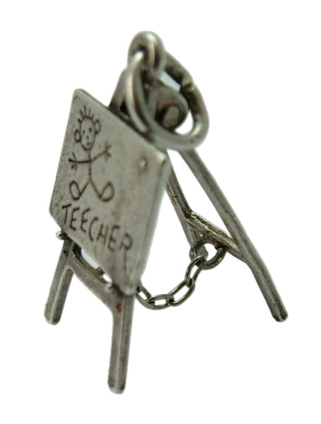 Vintage 1970's Silver Nuvo School Blackboard Charm Opens to Stand Up Silver Charm - Sandy's Vintage Charms