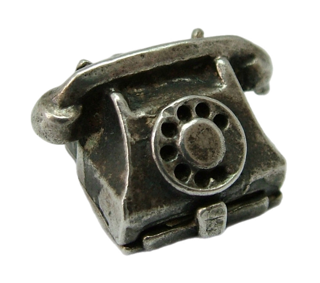 Vintage 1960's Silver Opening Nuvo Telephone Charm Paper Inside Silver Charm - Sandy's Vintage Charms