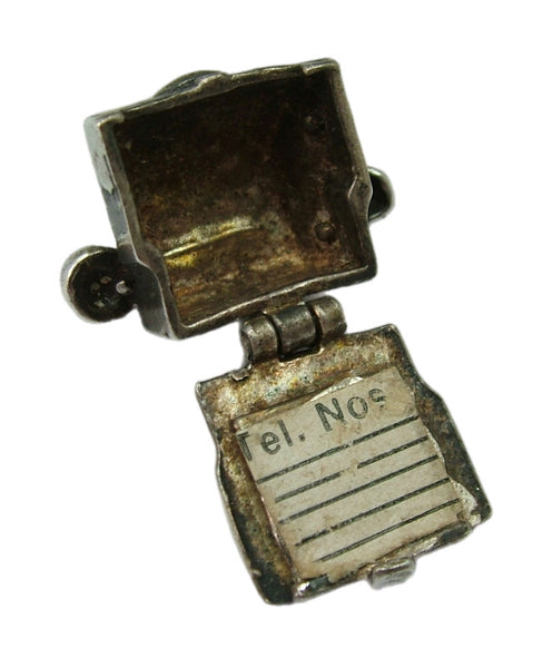 Vintage 1960's Silver Opening Nuvo Telephone Charm Paper Inside Silver Charm - Sandy's Vintage Charms