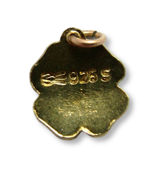 Small Vintage 1960's Norwegian Silver Gilt & Red Guilloche Enamel Four Leaf Clover Charm Enamel Charm - Sandy's Vintage Charms