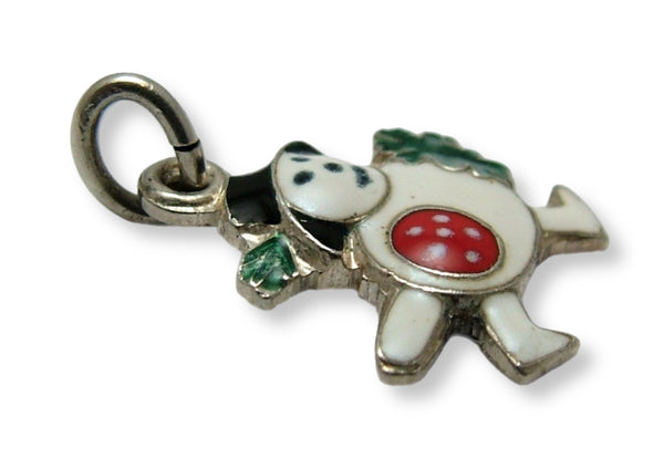 Small Vintage 1950's Silver & Enamel Snowman with Toadstool Charm Enamel Charm - Sandy's Vintage Charms