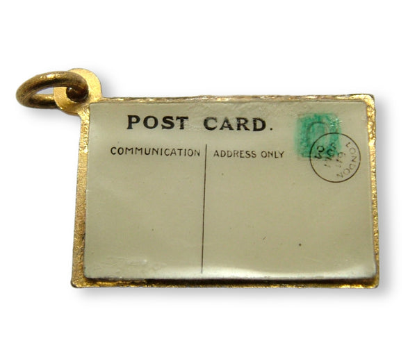 Antique Edwardian Brass Miniature Folkestone Postcard Charm Antique Charm - Sandy's Vintage Charms