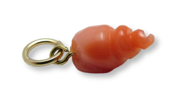 Tiny Vintage 1980's 9ct Gold & Carved Coral Seashell Charm Gold Charm - Sandy's Vintage Charms