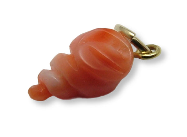 Tiny Vintage 1980's 9ct Gold & Carved Coral Seashell Charm Gold Charm - Sandy's Vintage Charms