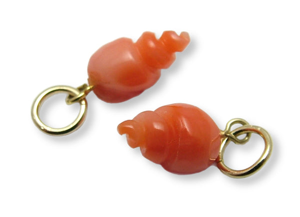 Tiny Vintage 1980's 9ct Gold & Carved Coral Seashell Charm Gold Charm - Sandy's Vintage Charms