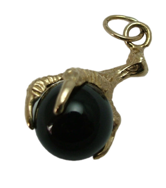 Vintage 1990's 9ct Gold & Black Glass Ball & Claw Charm HM 1990 Gold Charm - Sandy's Vintage Charms