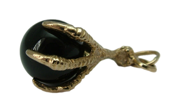 Vintage 1990's 9ct Gold & Black Glass Ball & Claw Charm HM 1990 Gold Charm - Sandy's Vintage Charms