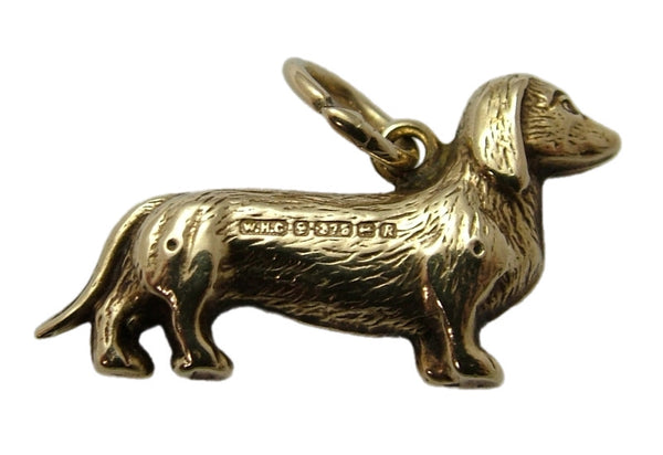 Vintage 1960's 9ct Gold Hollow Dachshund Dog Charm HM 1966 Gold Charm - Sandy's Vintage Charms