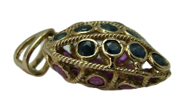 Vintage 1990's 9ct Gold Sapphire & Ruby Heart Charm HM 1993 Gold Charm - Sandy's Vintage Charms
