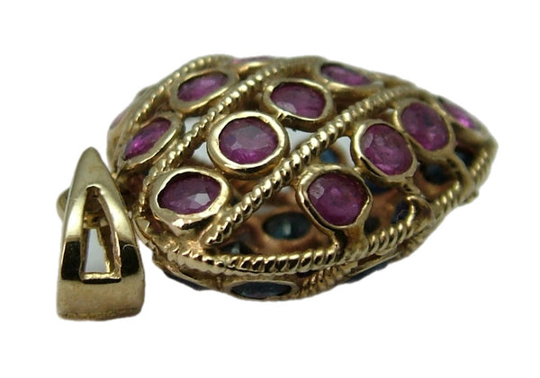 Vintage 1990's 9ct Gold Sapphire & Ruby Heart Charm HM 1993 Gold Charm - Sandy's Vintage Charms