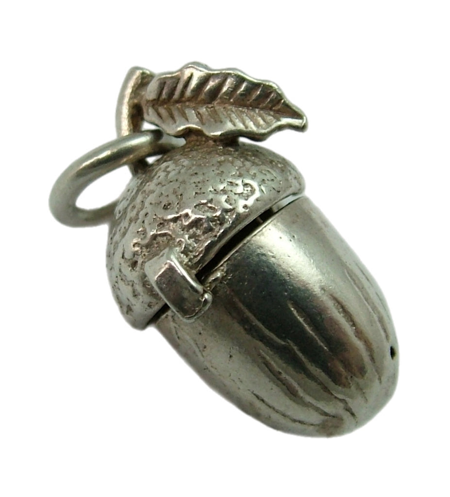 Vintage 1960's Silver Opening Acorn Charm Gold Squirrel Inside Silver Charm - Sandy's Vintage Charms