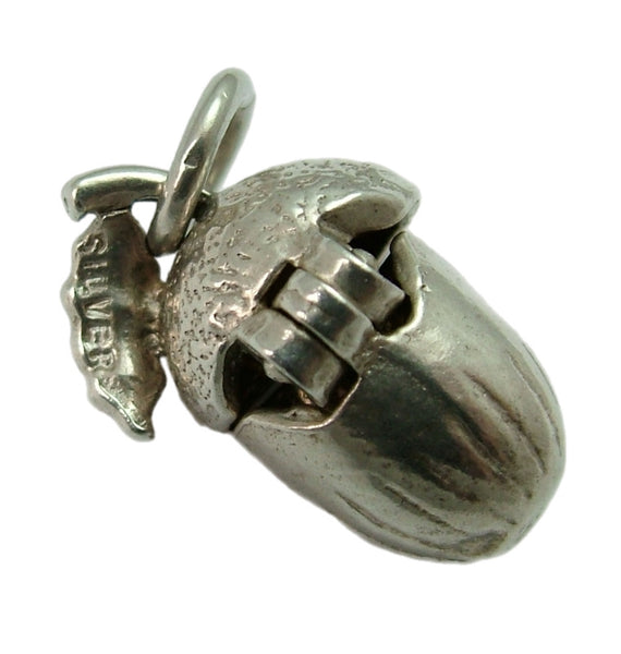 Vintage 1960's Silver Opening Acorn Charm Gold Squirrel Inside Silver Charm - Sandy's Vintage Charms