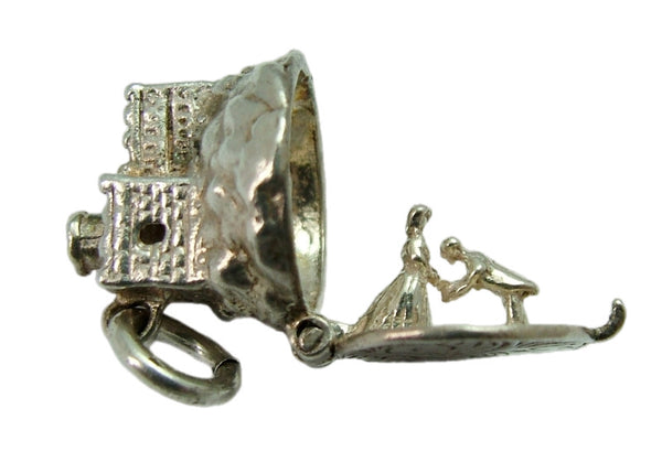 Vintage 1960's Silver Opening Nuvo Castle Charm Princess & Butler Inside Silver Charm - Sandy's Vintage Charms