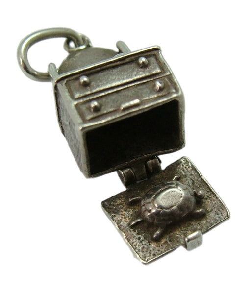 Vintage 1960's Silver Opening Nuvo Dressing Table Charm Tortoise Inside Silver Charm - Sandy's Vintage Charms