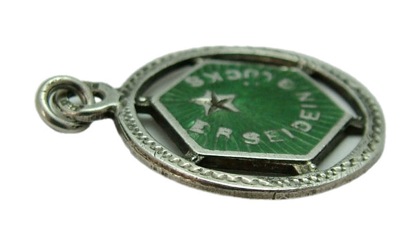 Antique c1910 Austro/Hungarian Silver & Green Enamel Lucky Star Charm
