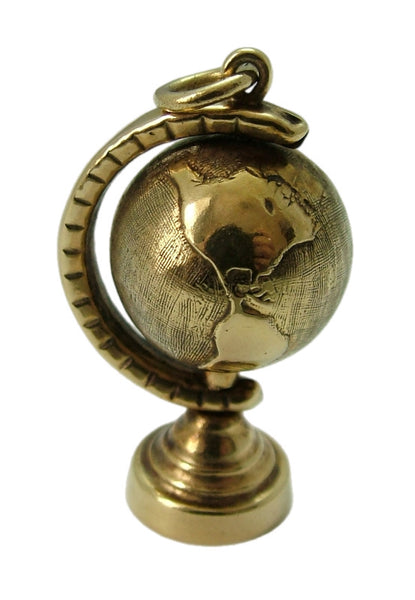 Large Vintage 1960's 9ct Gold Rotating Globe Charm by GJLd HM 1962