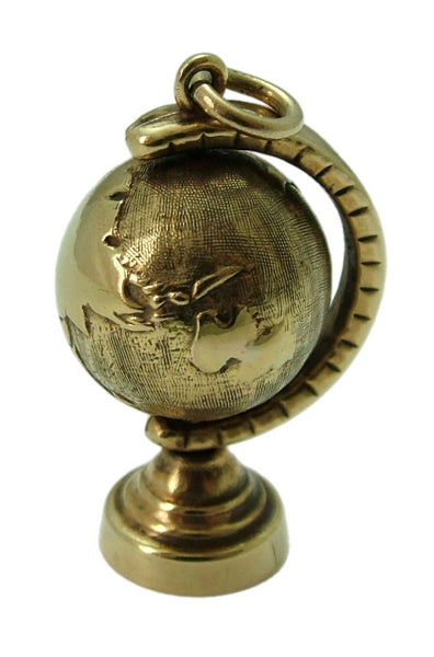 Large Vintage 1960's 9ct Gold Rotating Globe Charm by GJLd HM 1962 Gold Charm - Sandy's Vintage Charms