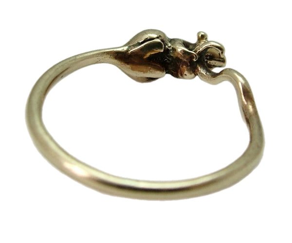 Small Vintage 1980's Solid 9ct Gold Mouse Ring HM 1983 Size E