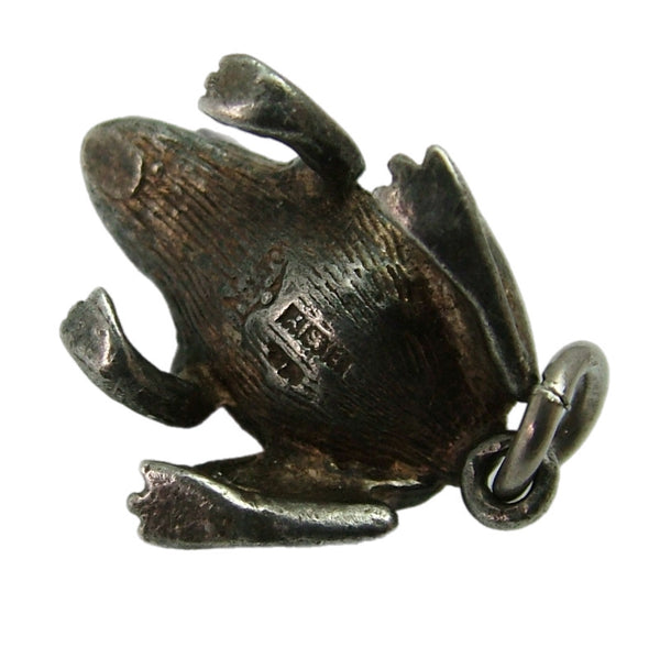Vintage 1970's Silver & Opaline Glass Nuvo Frog Charm HM 1973 Silver Charm - Sandy's Vintage Charms