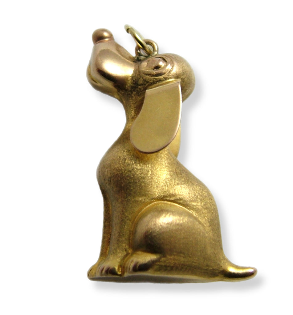 Large Vintage 1970's 9ct Gold Hollow Dog Charm HM 1975 Gold Charm - Sandy's Vintage Charms